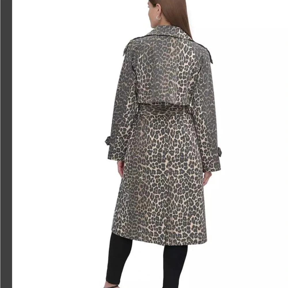 DKNY Leopard Print Trench Coat - Picture 5 of 7